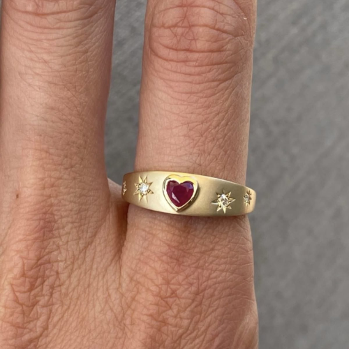 Celestial Heart Signet Ring