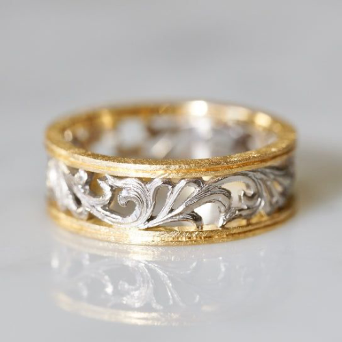 Vintage Scroll Two-Tone Ring