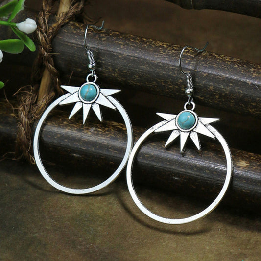 Silver Half Sun Opal Earrings