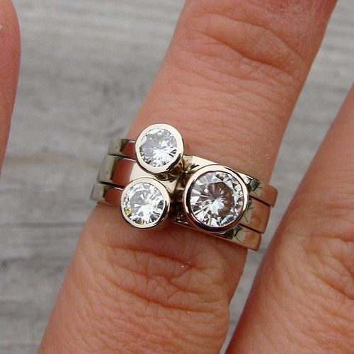 Triple Zirconia Layered Ring