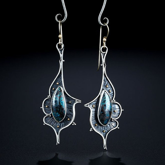 Dark Blue Silver Earrings