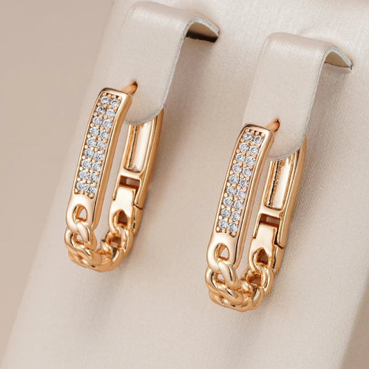 Gold Zirconia Chain Earrings