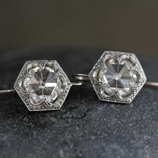 White Rounded Glass Earrings