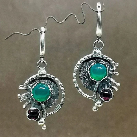 Turquoise Crystal Silver Earrings