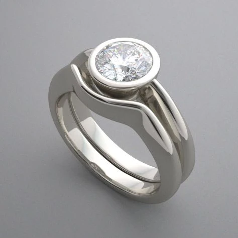 Inlaid Crystal Silver Ring