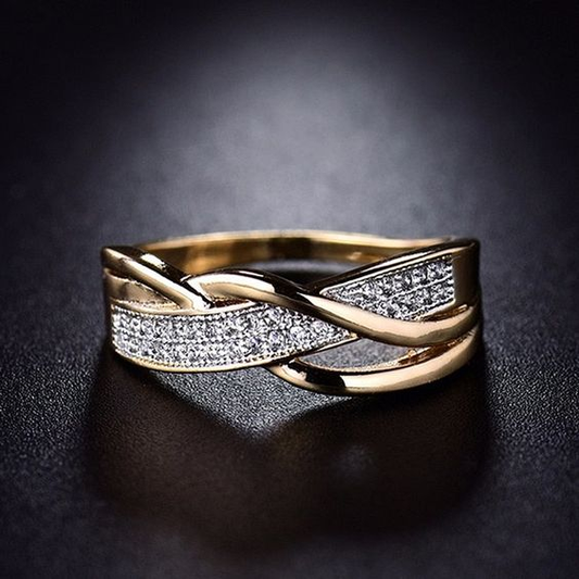 Gold Braid Zirconia Ring