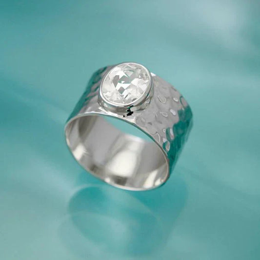 White Zirconia Silver Ring