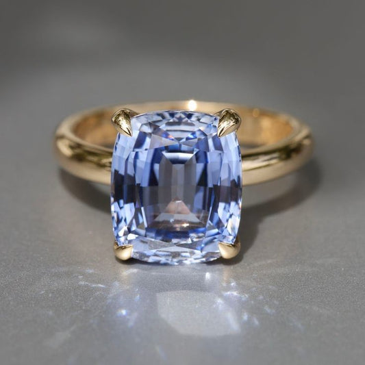 Sky Blue Cushion Cut Ring