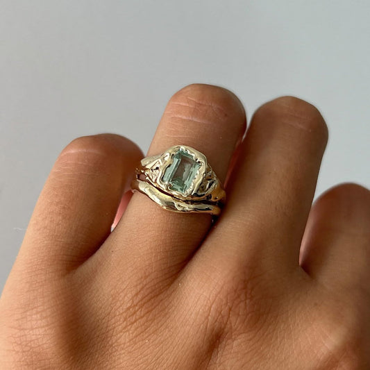 Forged Gold Olive Stone Ring Set