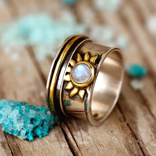 White Stone Sun Ring