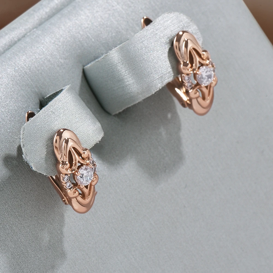 Inlaid Crystal Gold Earrings