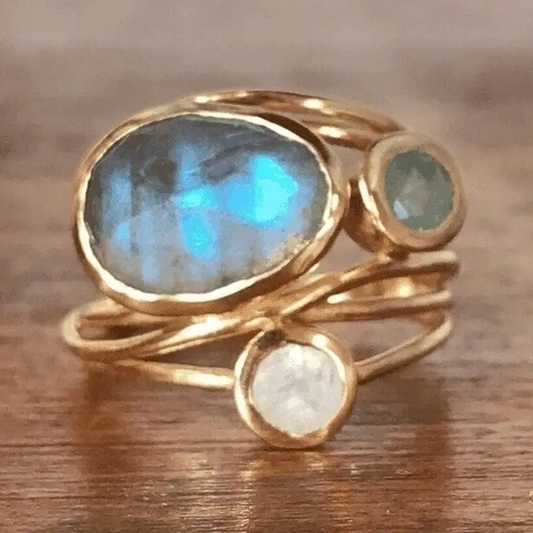 Inlaid Blue Moonstone Ring