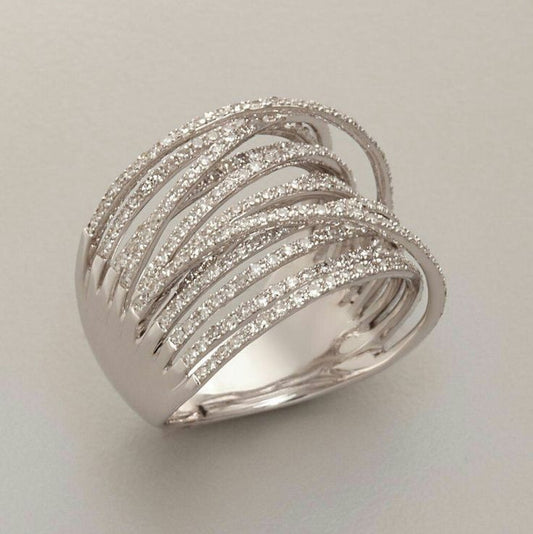 Layered Zirconia Silver Ring