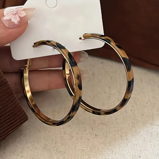 Hoop Leopard Golden Earrings
