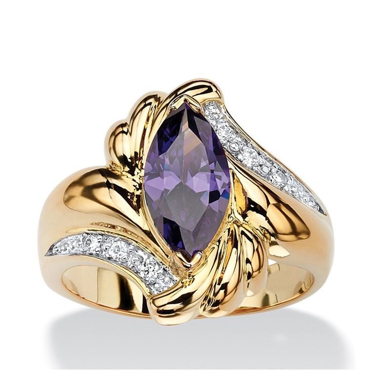 Blue Oval Zirconia Gold Cocktail Ring