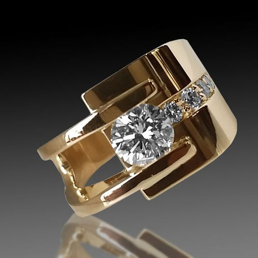 Golden Irregular Zirconia Ring