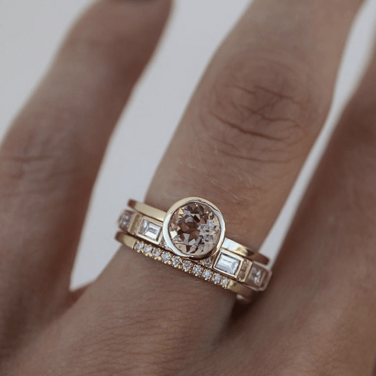 Inlaid Crystal Gold Ring