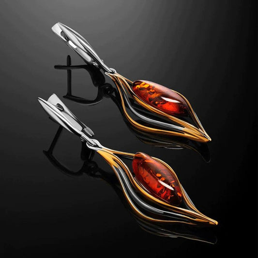 Silver Fire Stone Earrings