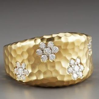 Golden Zirconia Inlaid Ring