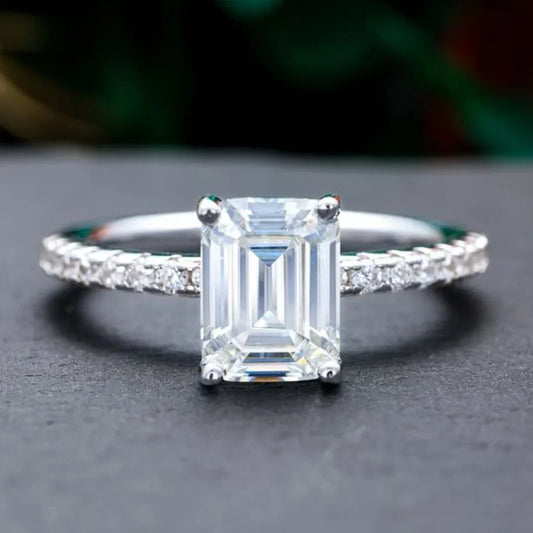 White Crystal Silver Zirconia Ring