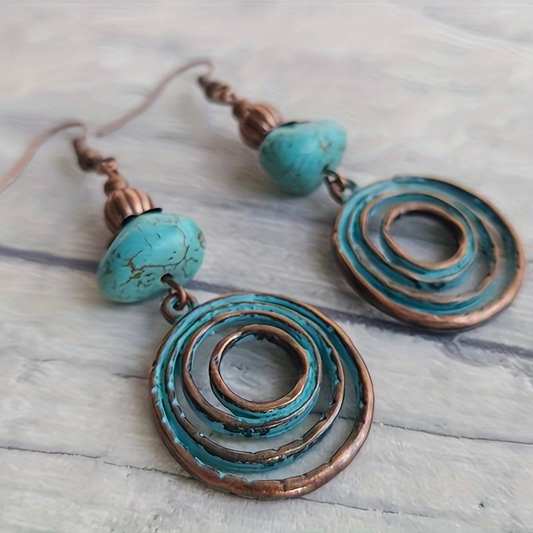 Turquoise Spiral Earrings