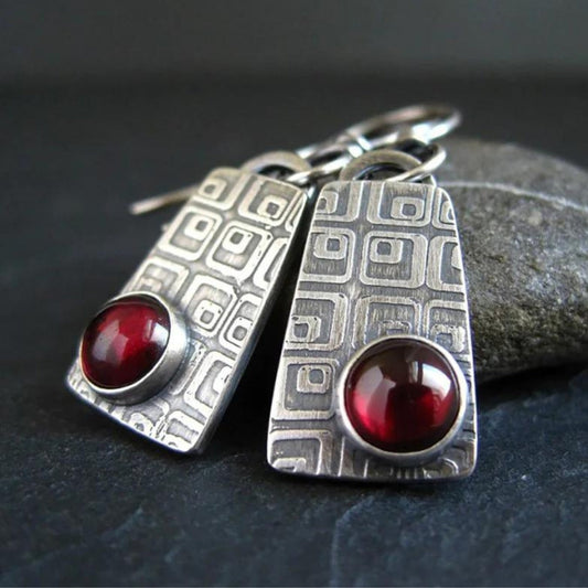 Earrings With Ruby in Silver