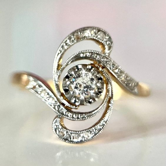 Spiral Zirconia Gold Ring