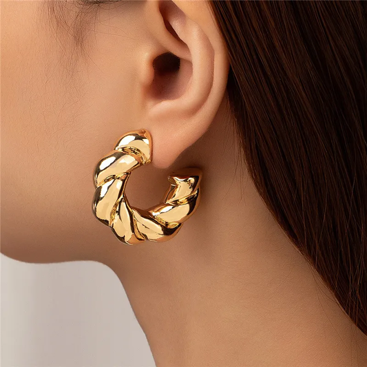 Golden Thick Hoop Earrings