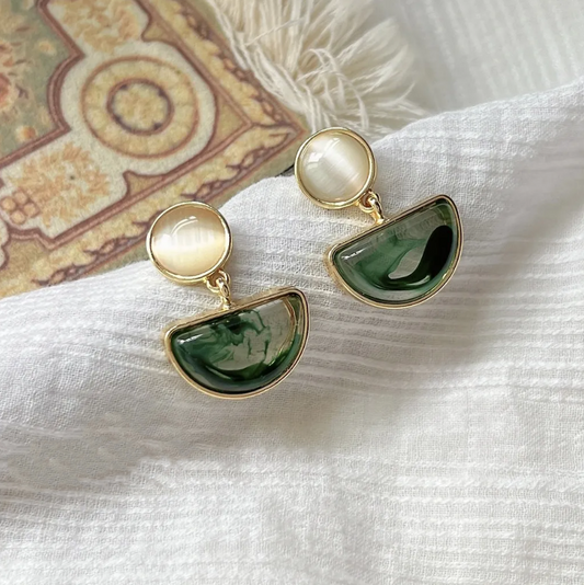 Green Polish Stone Earrings
