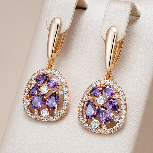 Inlaid Purple Glass Earrings