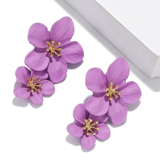 Purple Flower Earrings