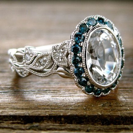 Glass Blue Crystal Ring