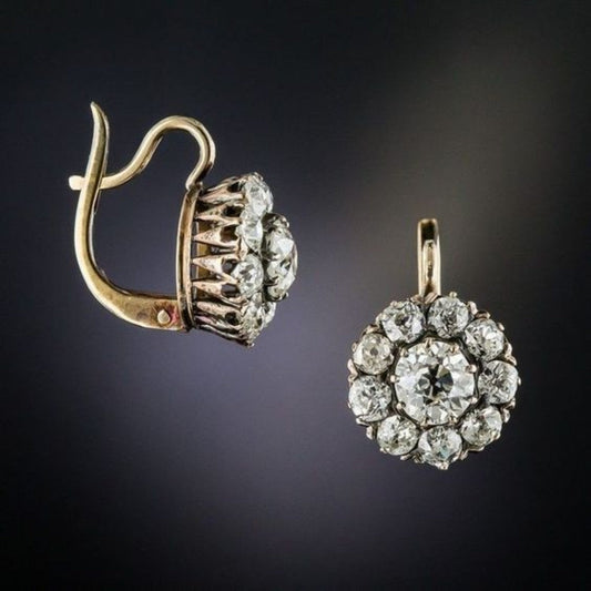 Inlaid Gems Gold Earrings
