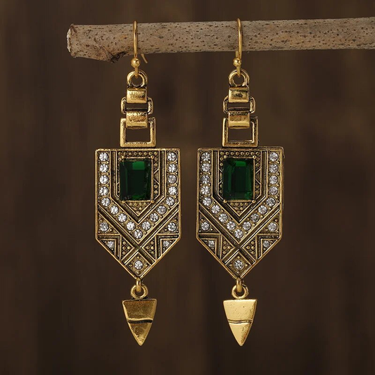 Dangling Green Stone Earrings