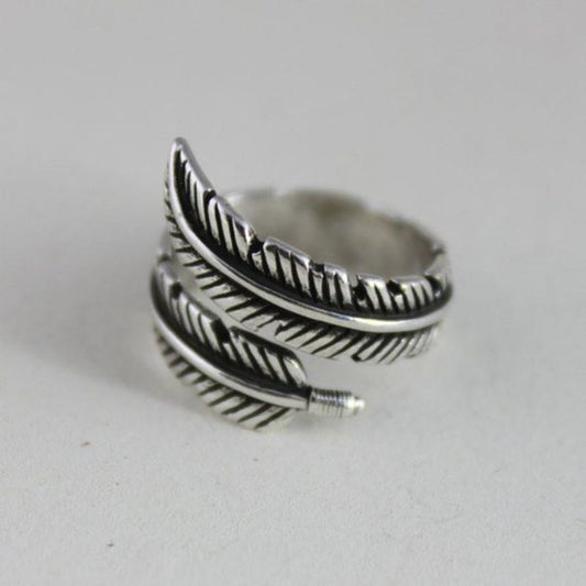 Feather Open Silver Ring