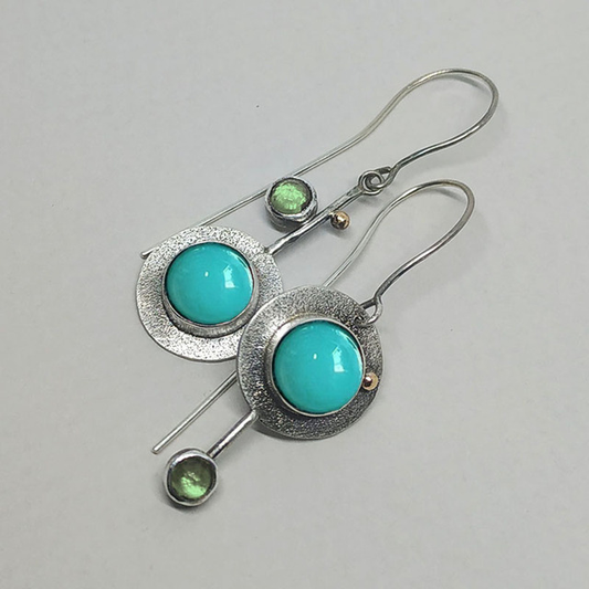 Earrings With Turquoise Stone in Silver