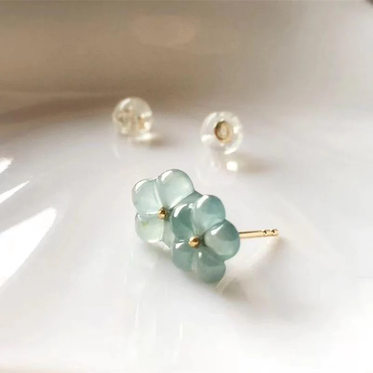 Green Crystal Flower Earrings