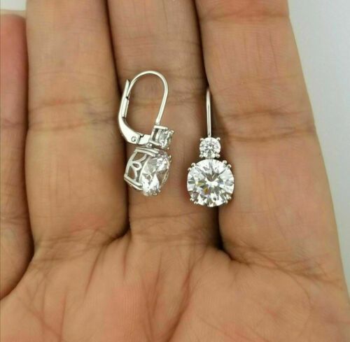 White Round Moissanite Earrings