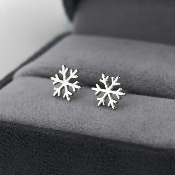 Snowflake Stud Earrings In Sterling Silver