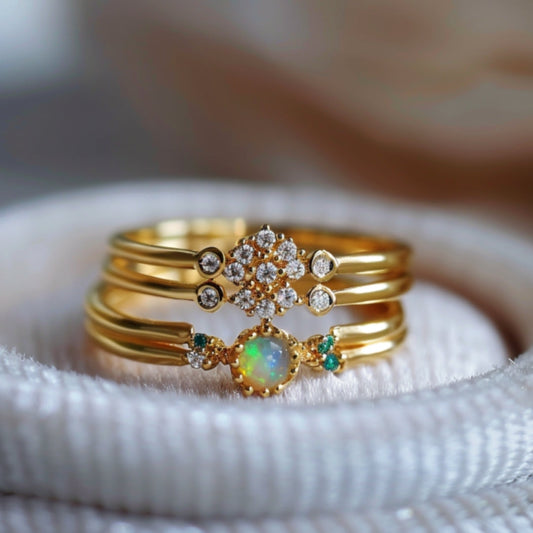 Layered Green Opal Ring