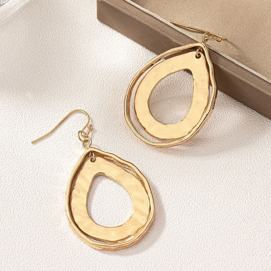 Golden Hollow Drop Earrings