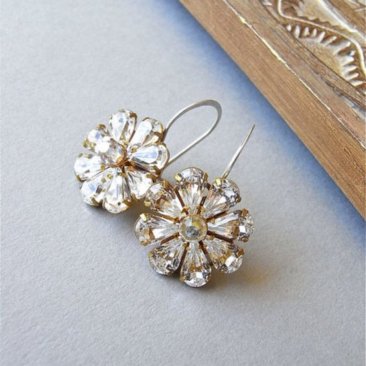 Bright Crystal Flower Earrings