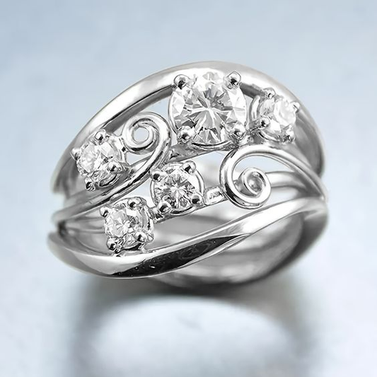 Irregular Ivy Silver Bright Ring