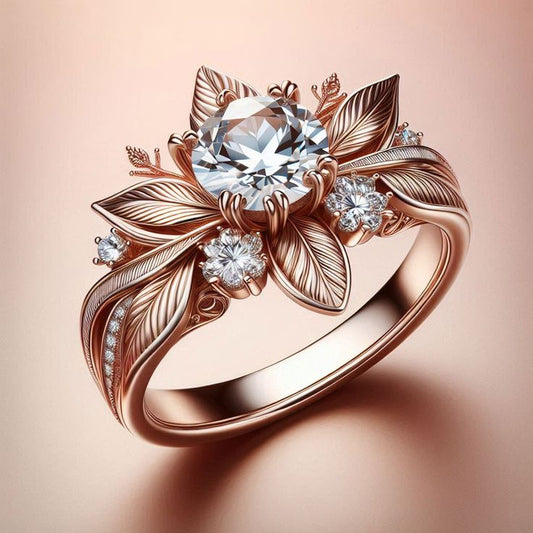 Exotic Flower Gold Zirconia Ring