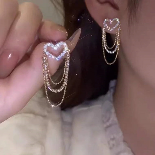 Bright Dangling Heart Earrings
