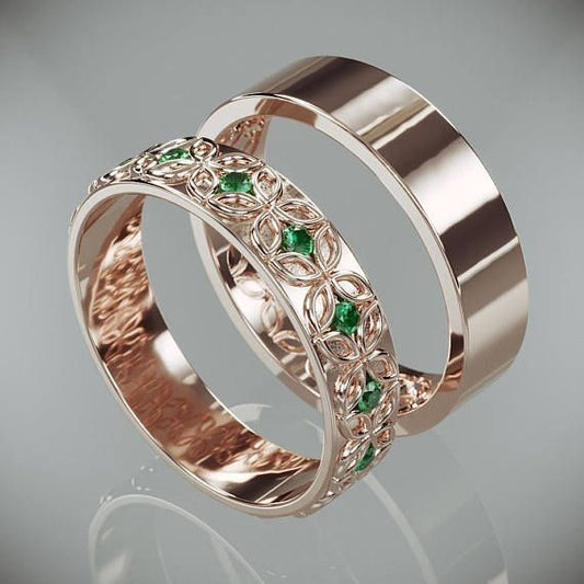 Butterfly Green Trail Silver Ring Set