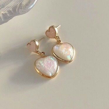 Opal Heart Stud Earrings