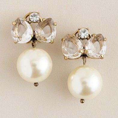 Crystal Bow Tie Pearl Earrings