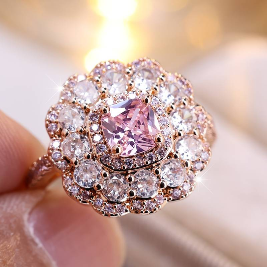 Rounded Zirconia Flower Ring
