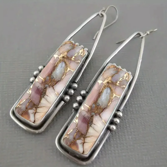 Rectangular Nature Stone Earrings